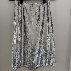 Silver sequin midi skirt